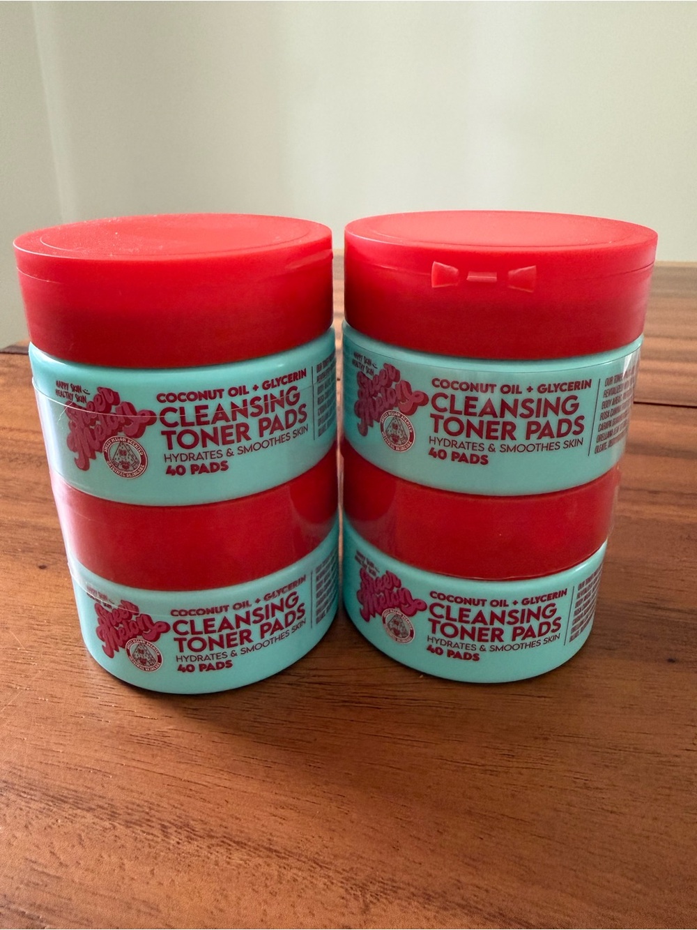 4x Sheer Melon Cleansing Toner Pads with Coconut Oil & Glycerin - 40 Pads